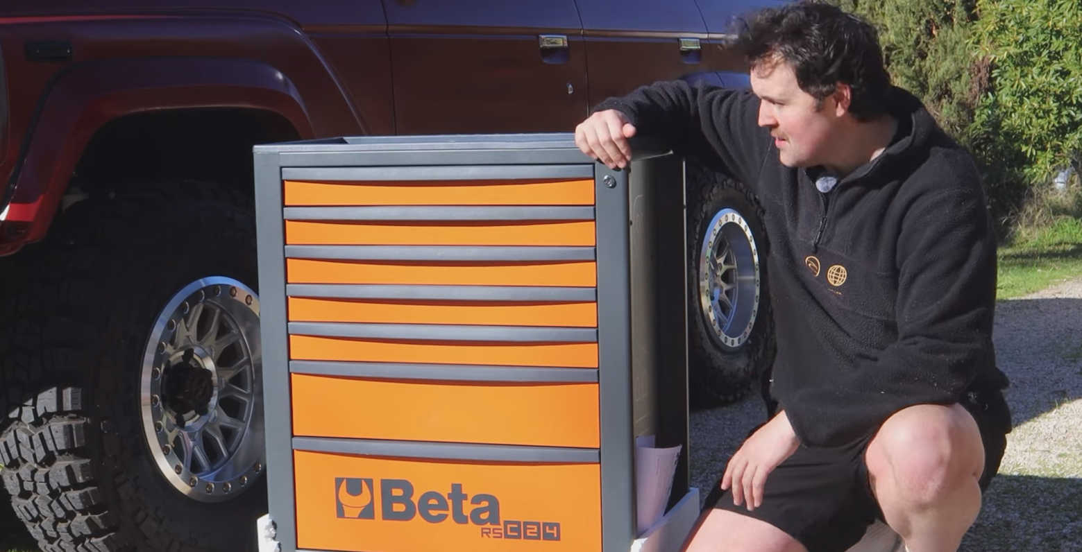 Customer with BetaCab outdoors by truck